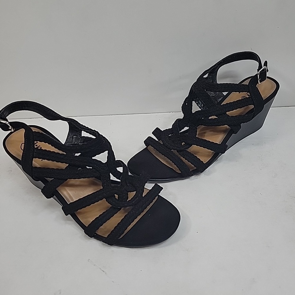 Y Not Wedge Heel Sz 9.5 Slingback OpenToe Preppy Trendy Super Cute Braided Comfy